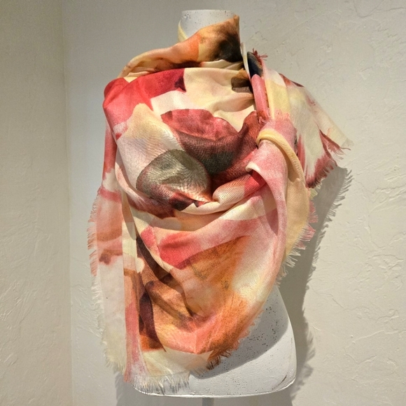 Nordstrom Accessories - Nordstrom Cashmere & Silk Oversized Scarf Wrap in Floral Pink Watercolor Print